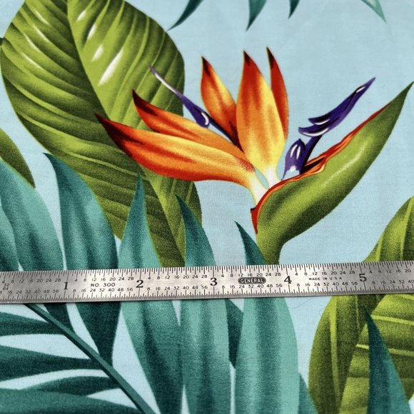 Hawaii Print Fabric Sky Blue Tropical Floral Passion Birds Of Paradise Vibrant - Picture 6 of 7